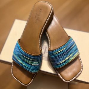 Eric Javits Squishee Aquarium 1inch Sandals Genuine Leather Size 8